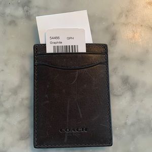 Mens coach leather wallet money clip